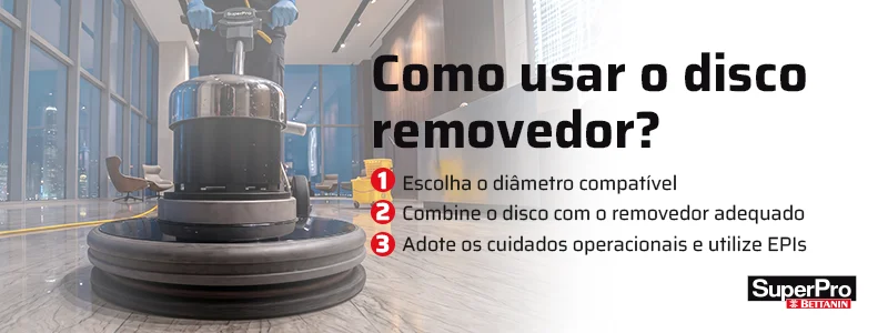 Banner de como usar o disco removedor?
1. Escolha o diâmetro compatível
2. Combine o disco com o removedor adequado
3. Adote os cuidados operacionais e utilize EPIs